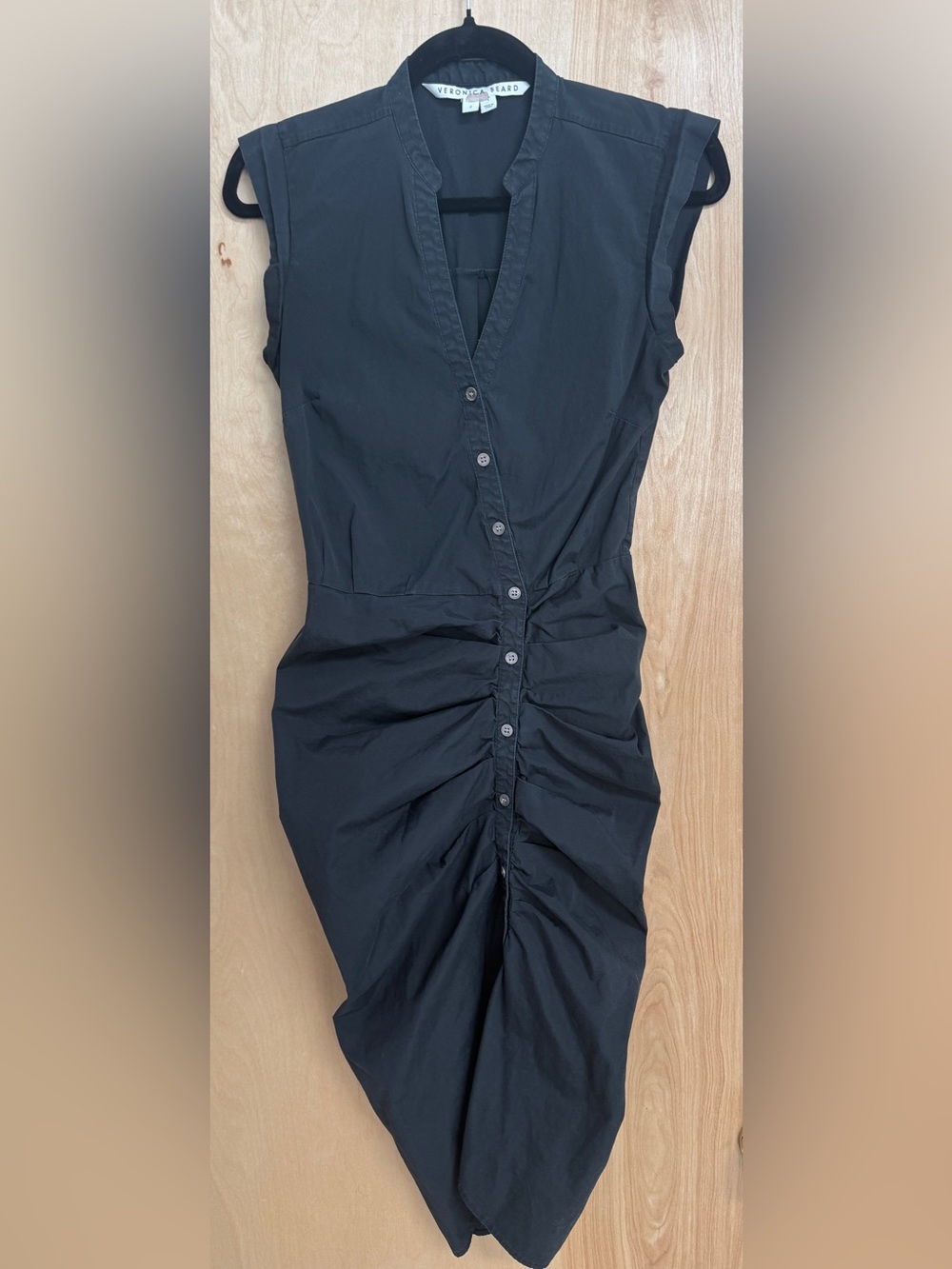 Veronica Beard Asymmetrical Ruched Shirtdress in Black (Size 2 & Size 4) - Picture 7 of 15